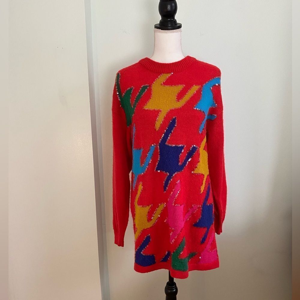 1980’s Houndstooth Multicolor Sequin Holiday Sweater